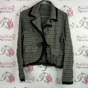 Blazer tweed knit cute tie up ribbon Stylish Women's Tweed Jacket